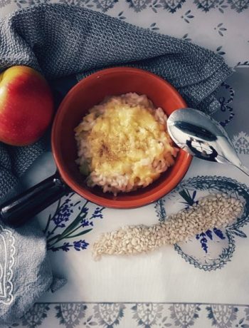 Risotto alle mele, porri e fonduta di Fontina Valdostana