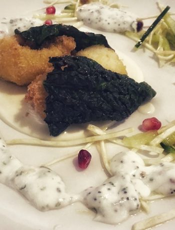 Bocconcini di Rana Pescatrice in panatura croccante su fonduta di Toma Valdostana stagionata